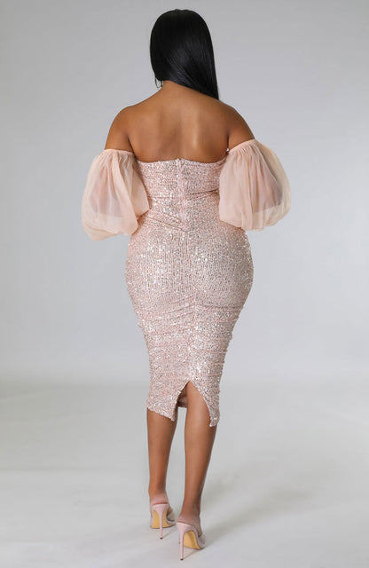 Women Clothing Sexy French Long Sleeve Dress Slim Fit Sequin Hip Tight Sexy by Ragazza