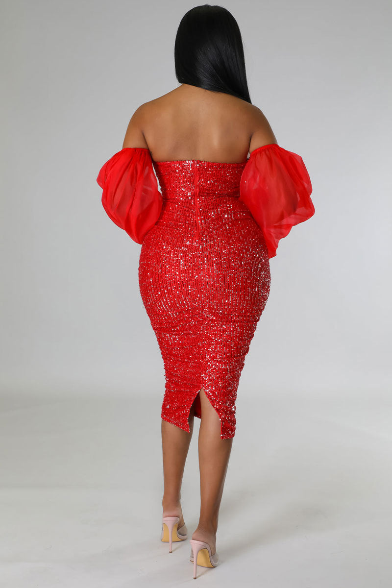 Women Clothing Sexy French Long Sleeve Dress Slim Fit Sequin Hip Tight Sexy by Ragazza