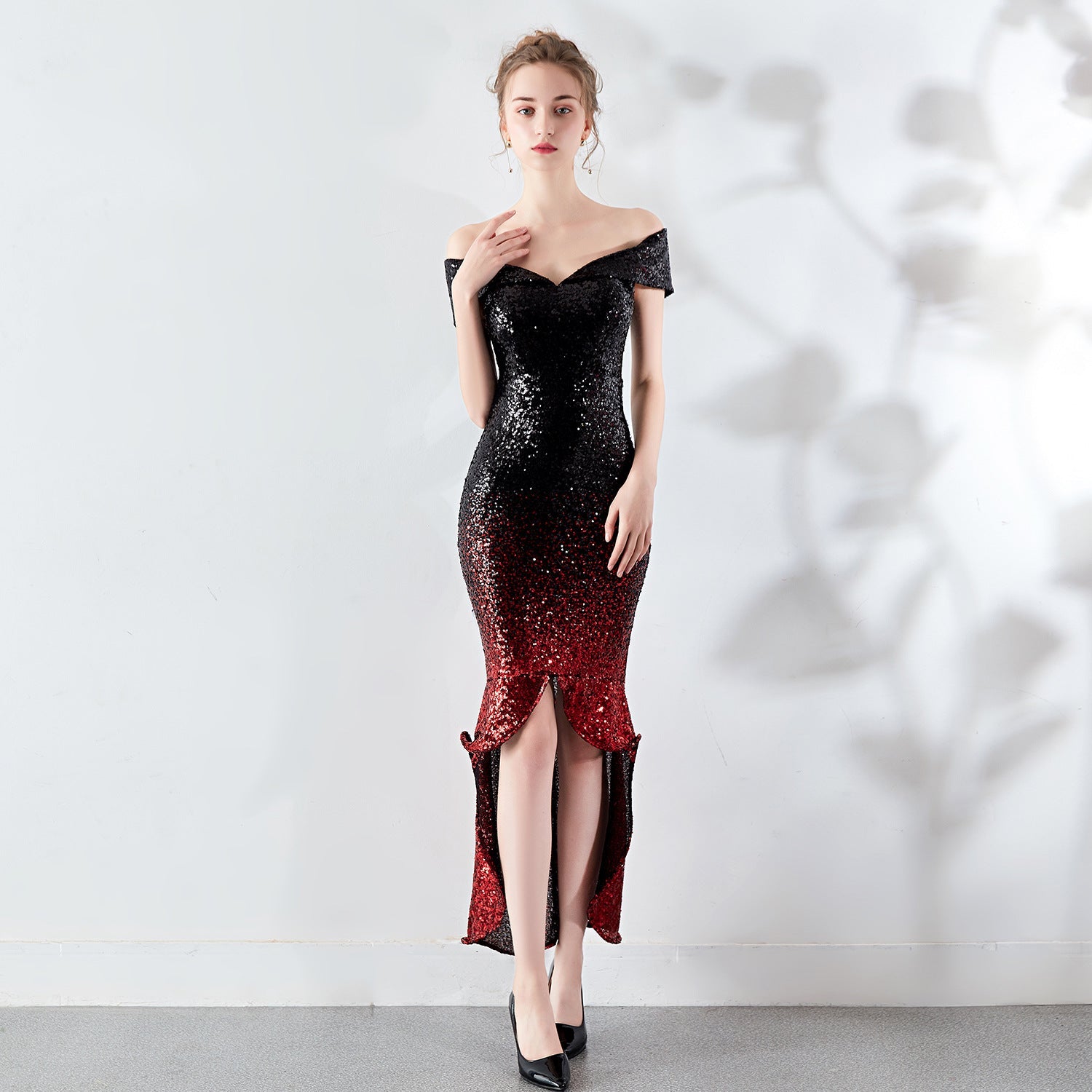 Wrapped Chest See through L Gradient Sequin Sheath Sexy Dress Wedding Cocktail Party Gift by Ragazza
