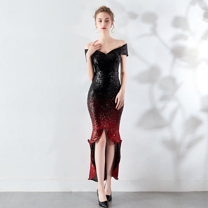 Wrapped Chest See through L Gradient Sequin Sheath Sexy Dress Wedding Cocktail Party Gift by Ragazza