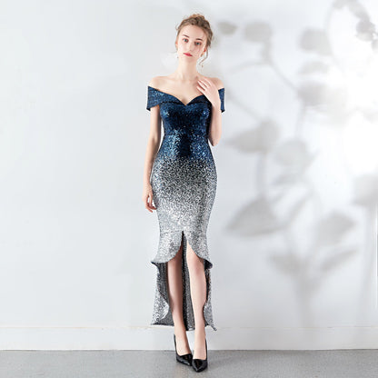 Wrapped Chest See through L Gradient Sequin Sheath Sexy Dress Wedding Cocktail Party Gift by Ragazza