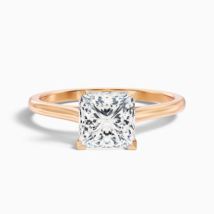 Lux 3.5 Carat Princess Cut Solitaire Moissanite Engagement Ring in 10k White Gold
