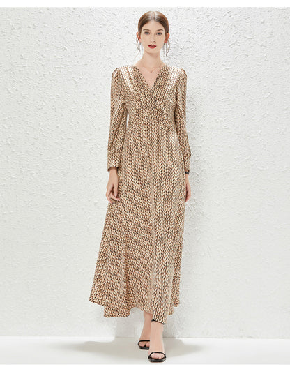 Real Shot New Temperament Goddess Printed Waist Length Dress French Dress by Ragazza