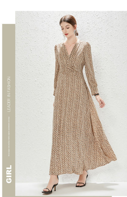 Real Shot New Temperament Goddess Printed Waist Length Dress French Dress by Ragazza