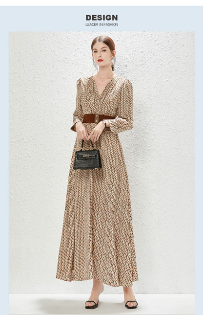 Real Shot New Temperament Goddess Printed Waist Length Dress French Dress by Ragazza