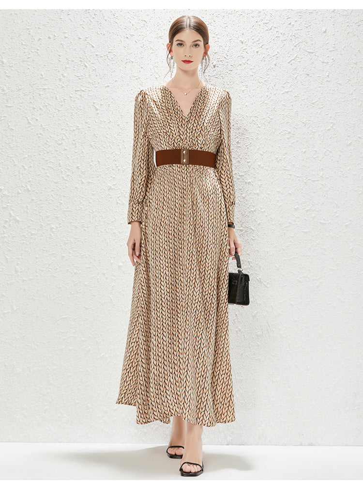 Real Shot New Temperament Goddess Printed Waist Length Dress French Dress by Ragazza