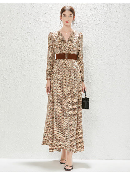 Real Shot New Temperament Goddess Printed Waist Length Dress French Dress by Ragazza