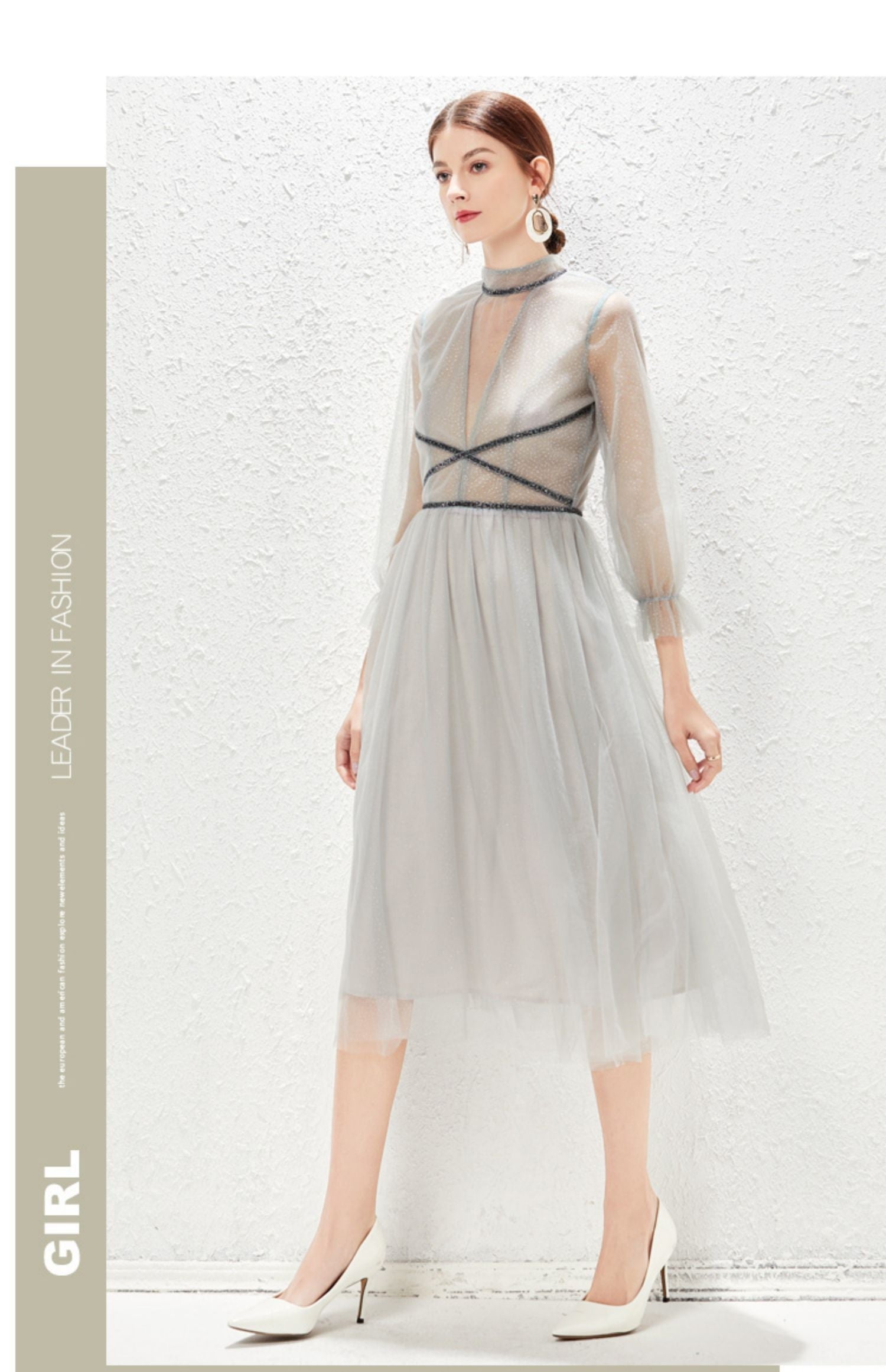 New Light Luxurious Small High End Banquet Temperament Famous Lady Perspective Gauze Dress by Ragazza