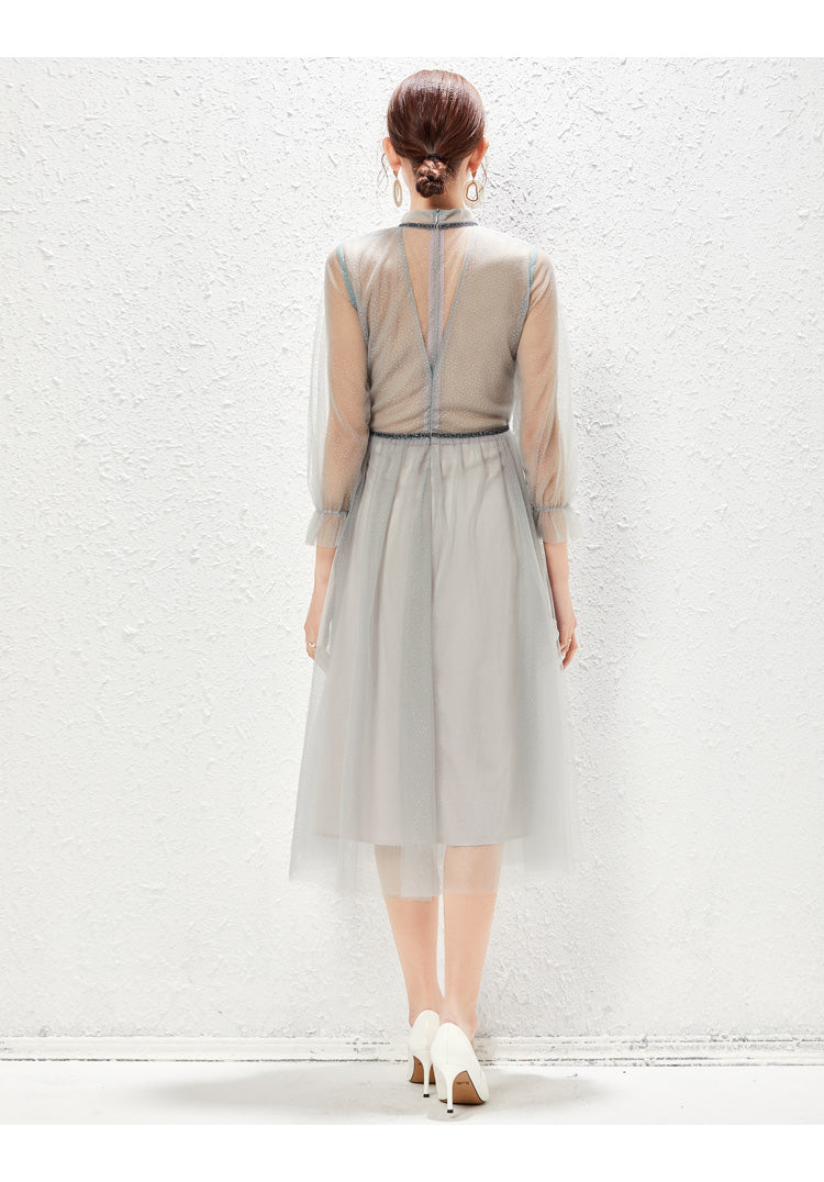 New Light Luxurious Small High End Banquet Temperament Famous Lady Perspective Gauze Dress by Ragazza