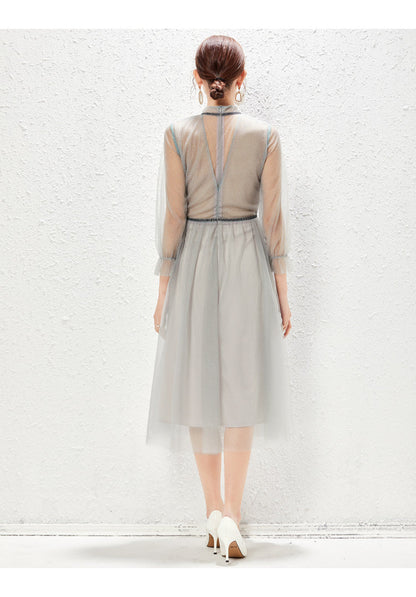New Light Luxurious Small High End Banquet Temperament Famous Lady Perspective Gauze Dress by Ragazza