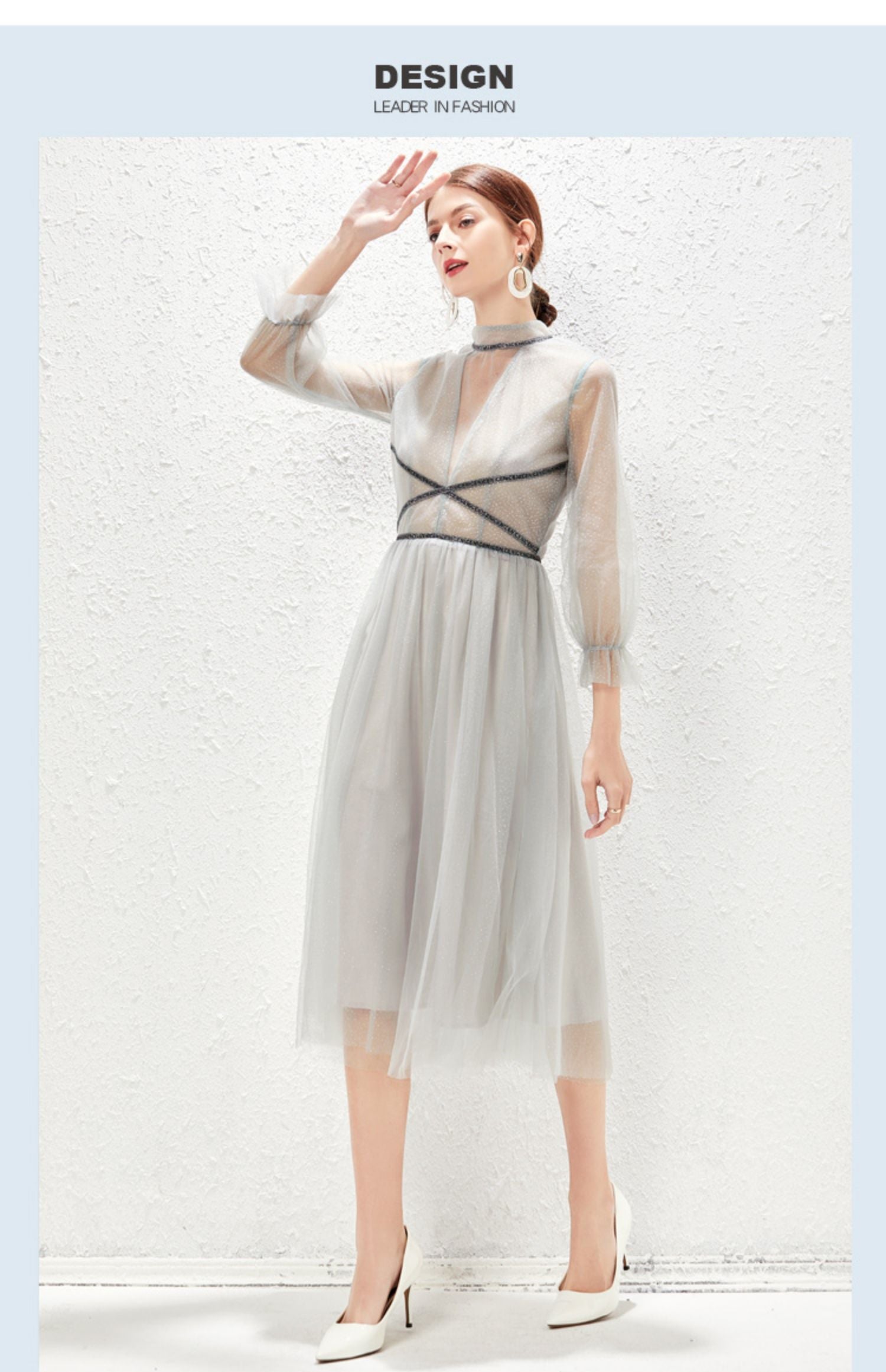 New Light Luxurious Small High End Banquet Temperament Famous Lady Perspective Gauze Dress by Ragazza