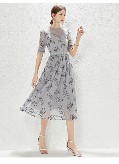 New Grey Gauze Sequin Dress Fashion Lady Temperament Elegant Dress by Ragazza