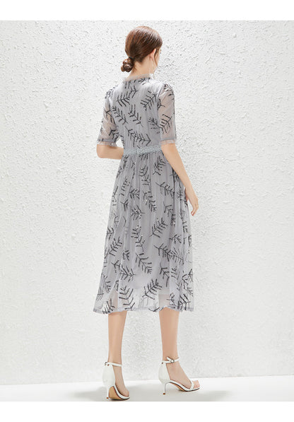 New Grey Gauze Sequin Dress Fashion Lady Temperament Elegant Dress by Ragazza