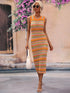 Spring Summer Dress Slim Fit Mixed Color Splicing Pullover Striped Women Knitwear by Ragazza