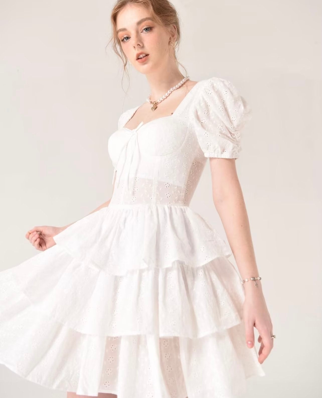 ThreeDimensional Boning Corset Embroidered Waist OnePiece Culotte Women Spring Summer Slimming Pleated Hollow Out Cutout Dress by Ragazza