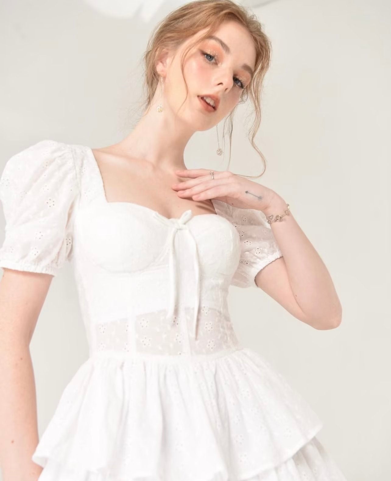 ThreeDimensional Boning Corset Embroidered Waist OnePiece Culotte Women Spring Summer Slimming Pleated Hollow Out Cutout Dress by Ragazza