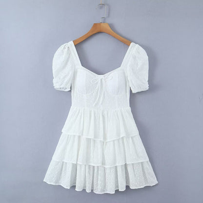 ThreeDimensional Boning Corset Embroidered Waist OnePiece Culotte Women Spring Summer Slimming Pleated Hollow Out Cutout Dress by Ragazza