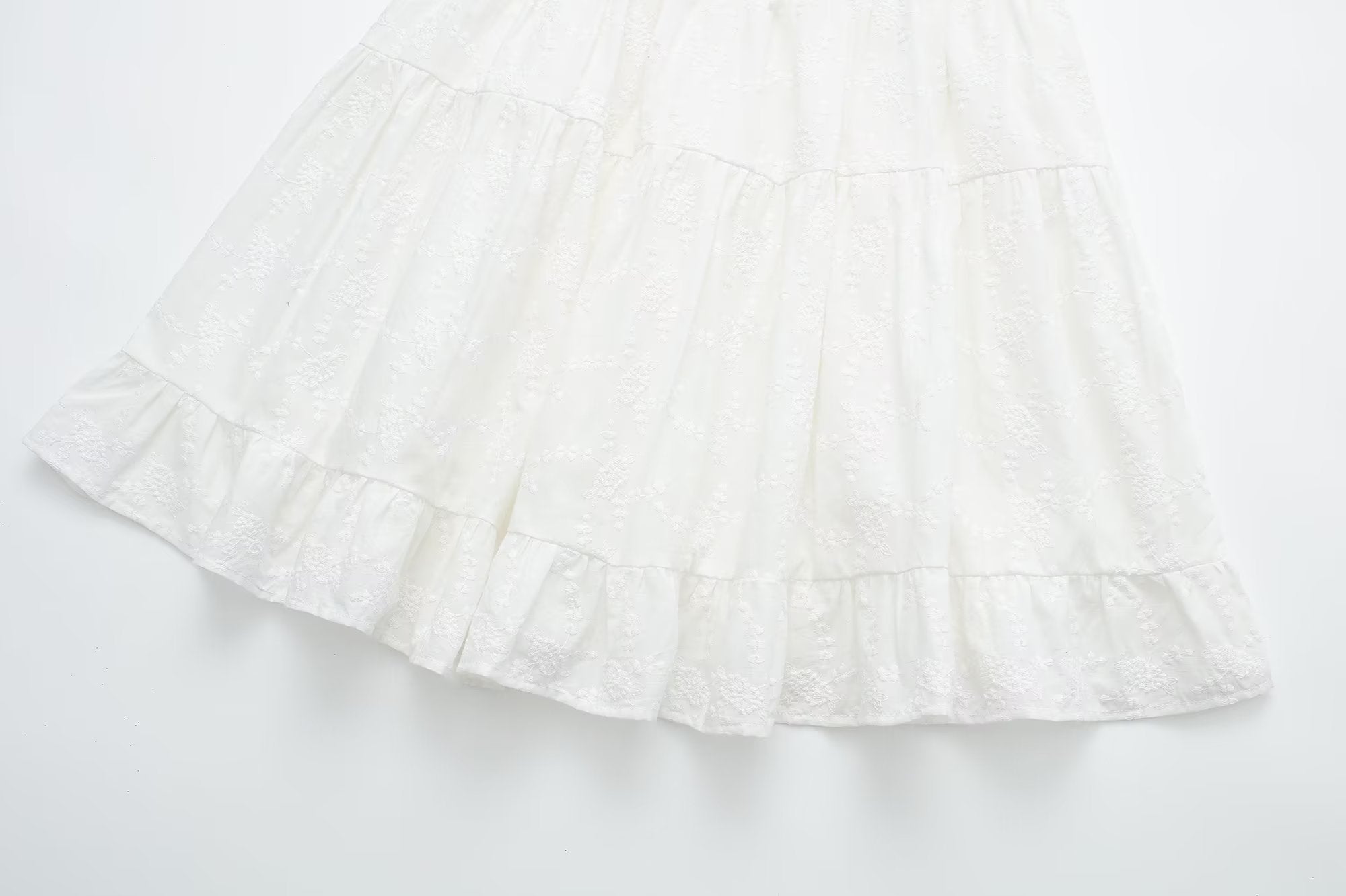 Pure Dignified White Dress Summer Lady Square Collar Mid Length Dress Women by Ragazza