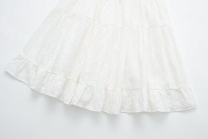 Pure Dignified White Dress Summer Lady Square Collar Mid Length Dress Women by Ragazza