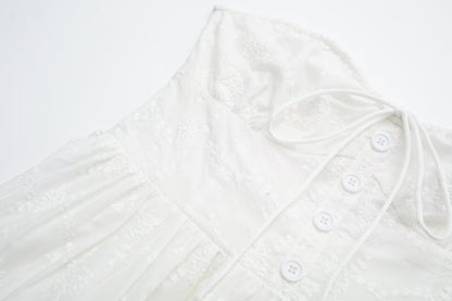 Pure Dignified White Dress Summer Lady Square Collar Mid Length Dress Women by Ragazza