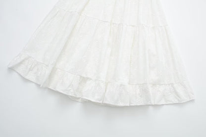 Pure Dignified White Dress Summer Lady Square Collar Mid Length Dress Women by Ragazza