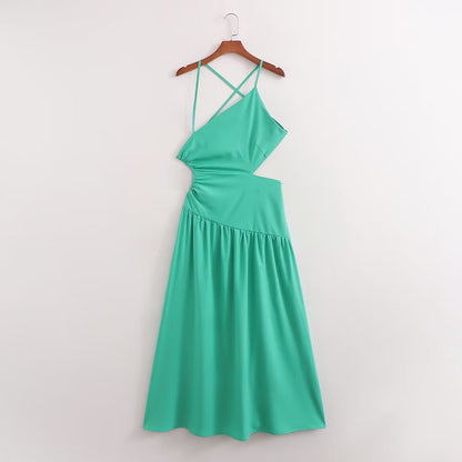 Summer Women Clothing High Waist Cutout out Mid Length Strap Dress Women by Ragazza