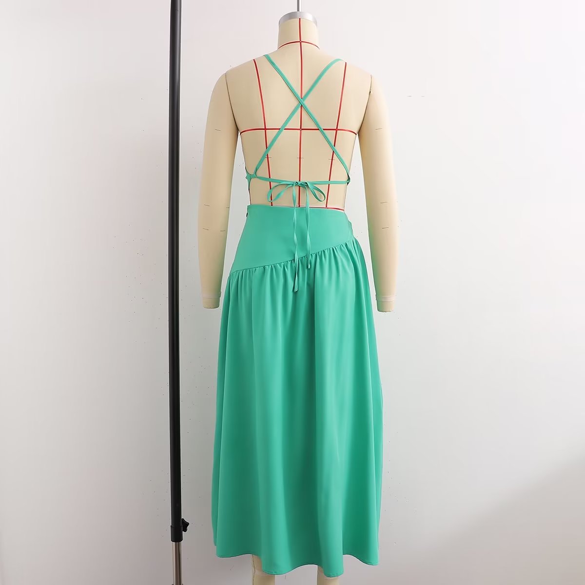 Summer Women Clothing High Waist Cutout out Mid Length Strap Dress Women by Ragazza
