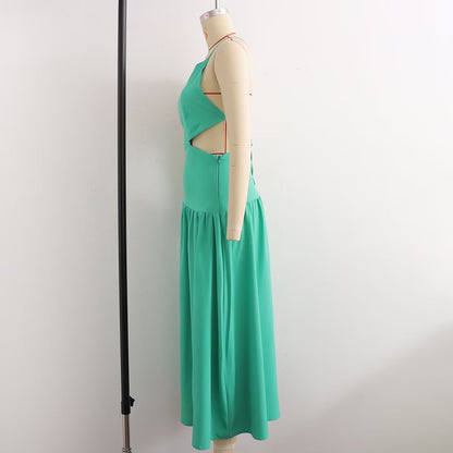 Summer Women Clothing High Waist Cutout out Mid Length Strap Dress Women by Ragazza