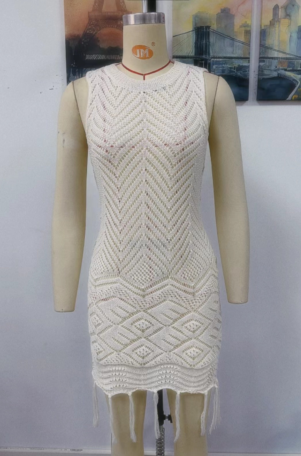 Spring Summer Dress Tassel Hollow Out Cutout Women Knitwear by Ragazza
