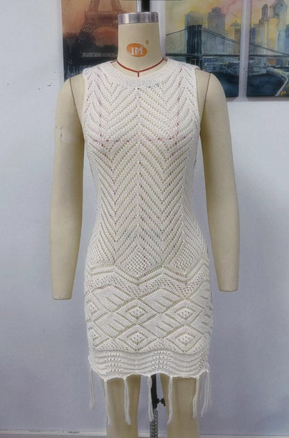 Spring Summer Dress Tassel Hollow Out Cutout Women Knitwear by Ragazza