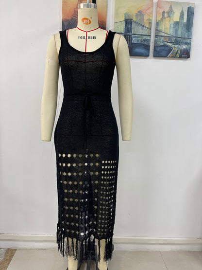 Spring Summer Knitted Hollow Out Cutout Sexy Loose Beach Cover Up Women Knitwear by Ragazza