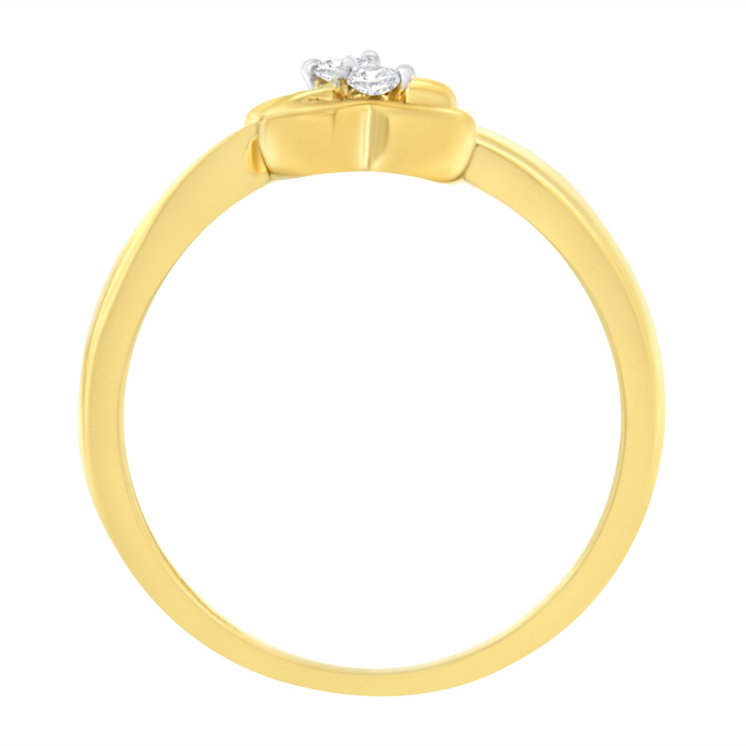14KT Yellow Gold 1/20 ctw. Dual Heart Diamond Ring (K-L, I1-I2) - Size 7 by Bids.com