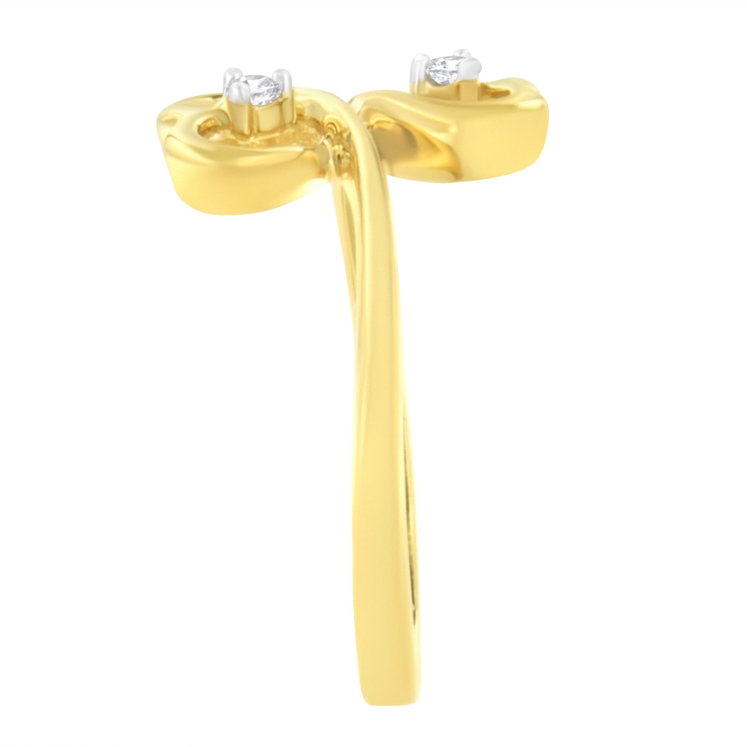 14KT Yellow Gold 1/20 ctw. Dual Heart Diamond Ring (K-L, I1-I2) - Size 7 by Bids.com