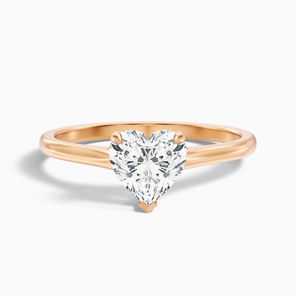 Esha 3.5 Carat Heart Shaped Solitaire Lab Grown Diamond Ring in 18k Rose Gold