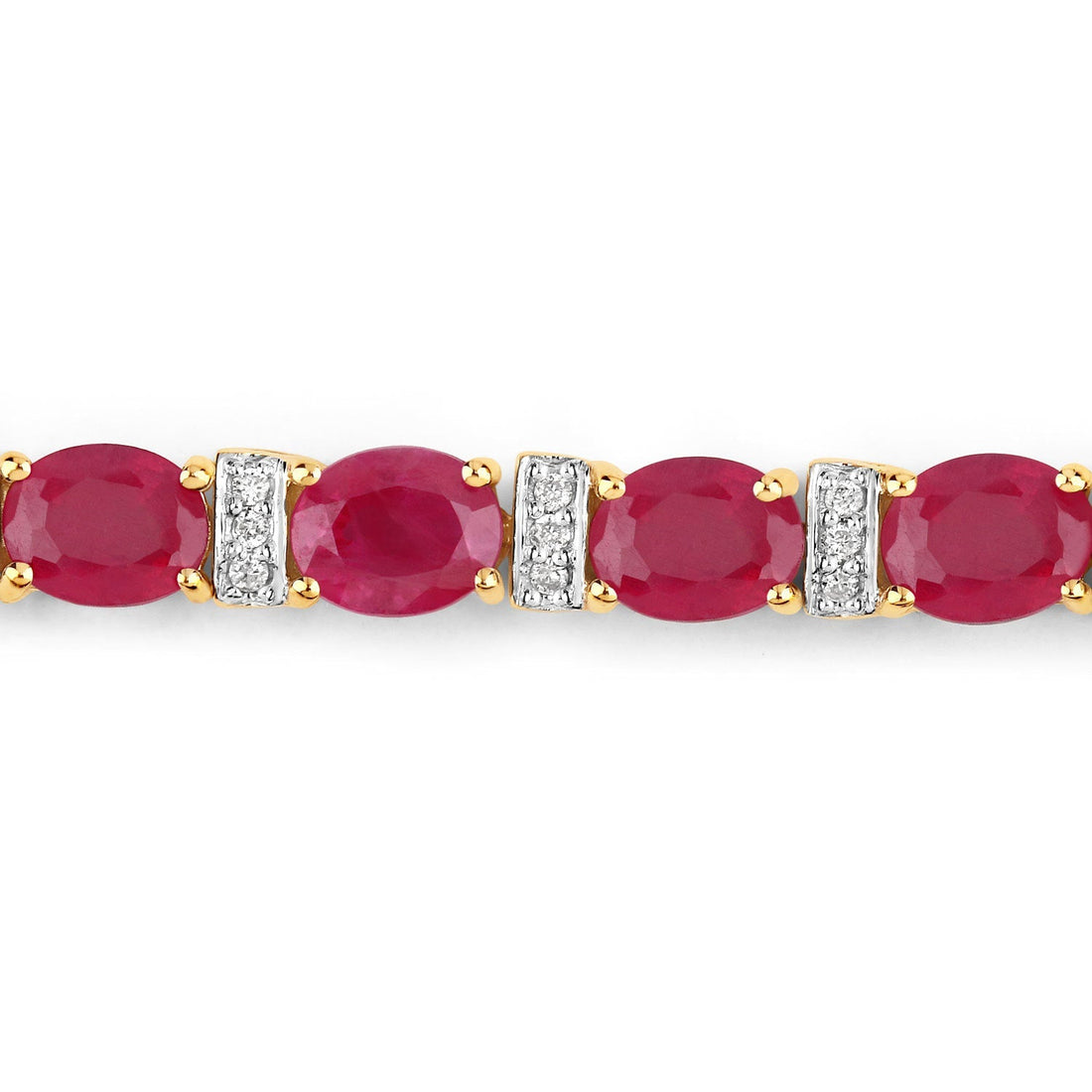 7.76 Carat Genuine Ruby and White Diamond 14K Yellow Gold Bracelet  DestGlow