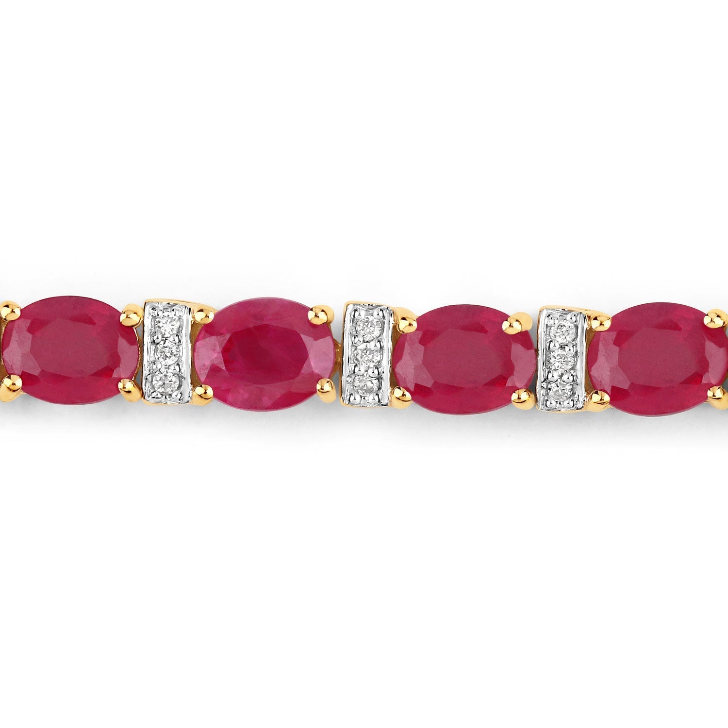 7.76 Carat Genuine Ruby and White Diamond 14K Yellow Gold Bracelet  DestGlow