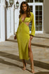 Women Wear Dress Long Sleeve Cropped Outfit Sexy Slit Dress Women by Ragazza