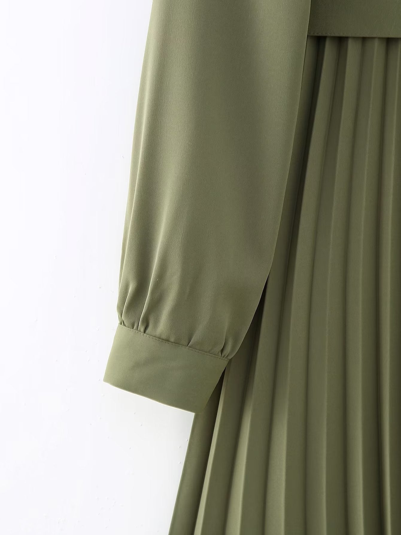 Women Clothing Winter V neck Belt Pleated Dress  DestGlow