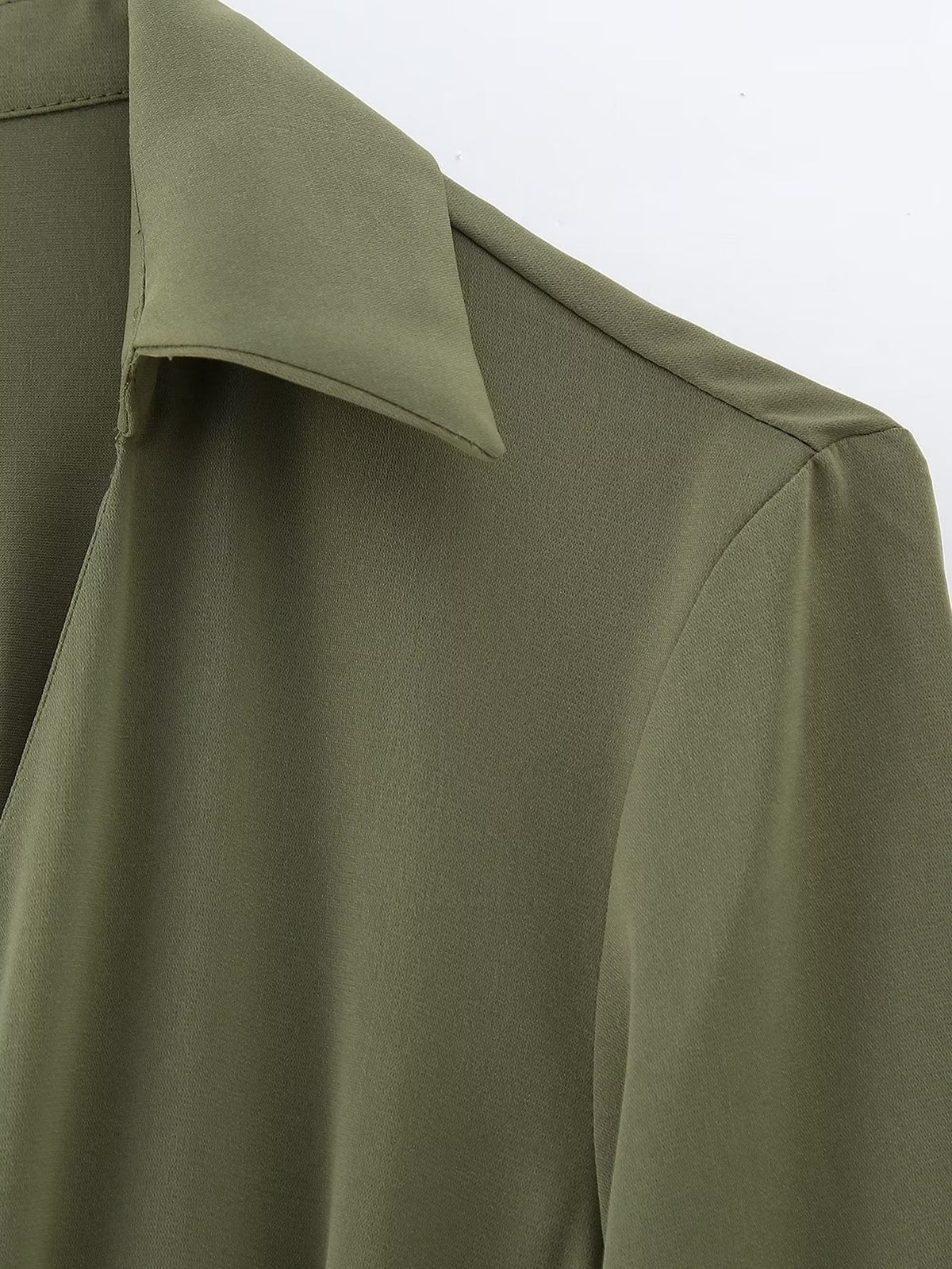 Women Clothing Winter V neck Belt Pleated Dress  DestGlow