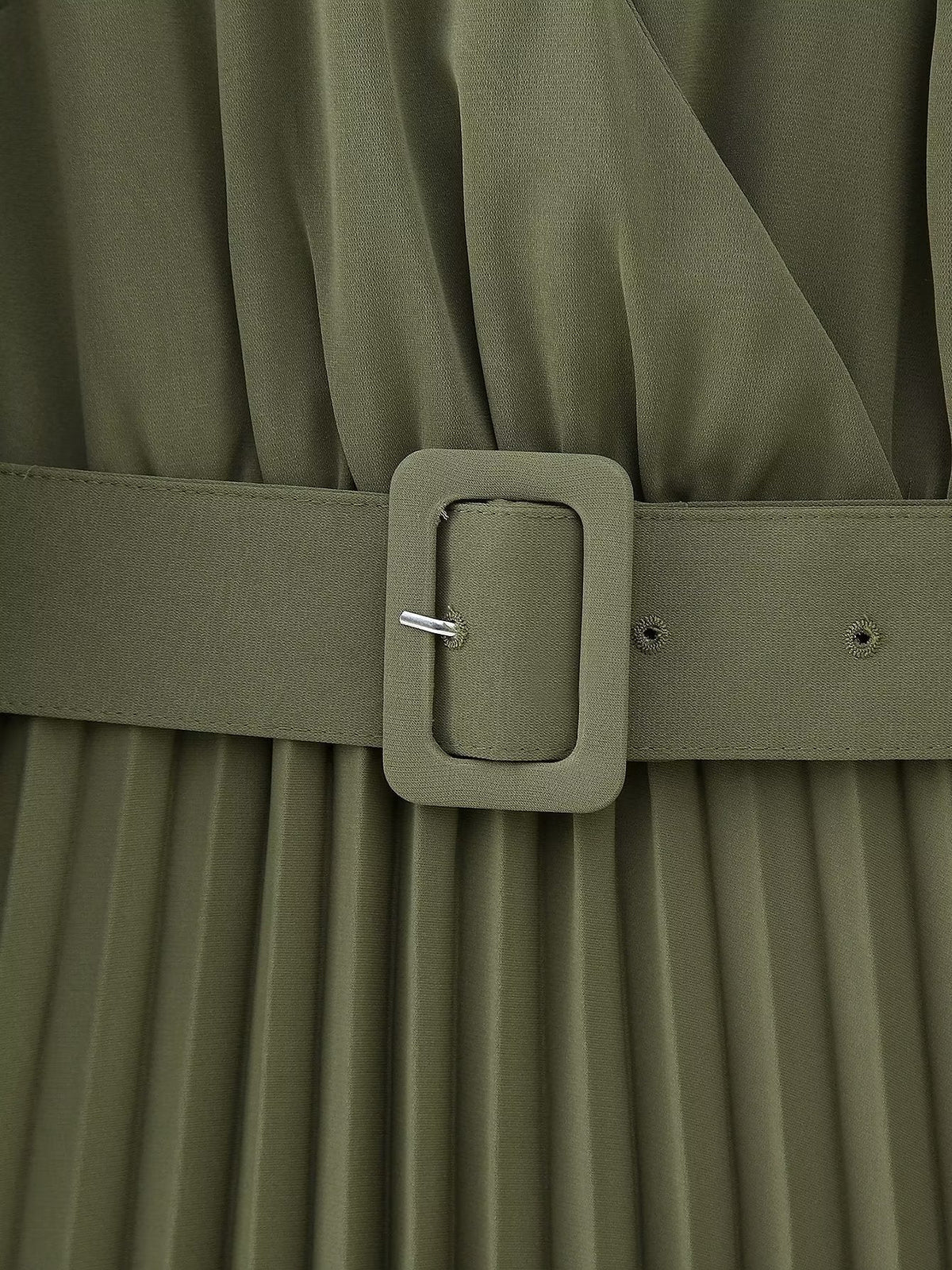 Women Clothing Winter V neck Belt Pleated Dress  DestGlow