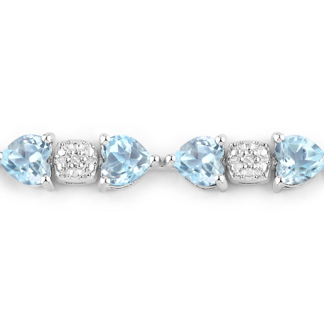 11.10 Carat Genuine Blue Topaz and White Diamond .925 Sterling Silver Bracelet - DestGlow