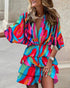 Women Batman Sleeve V Neck Irregular Hem Dress by Ragazza