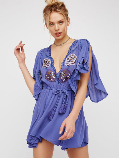 Women Spring and Summer Elegant Seaside Holiday Sexy Embroidered Dress by Ragazza