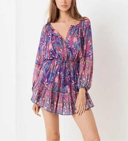 Women Rayon Positioning Tassel Copper Cylinder Elastic Waist Dress by Ragazza