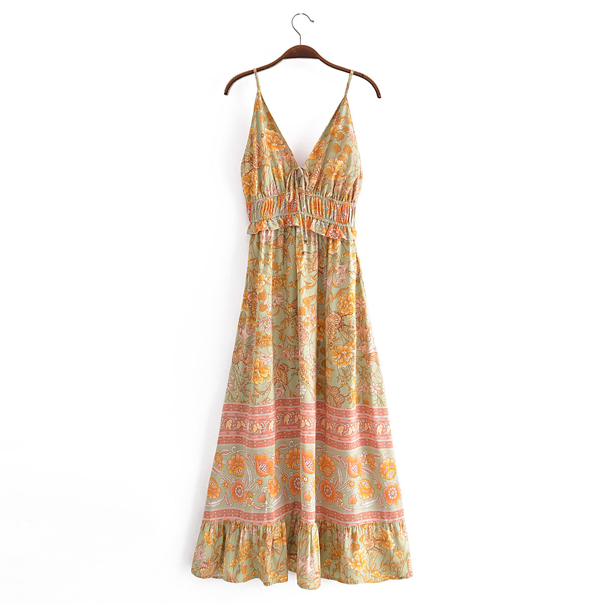 Spring Rayon Positioning Floral Flounce Tassel Dress by Ragazza