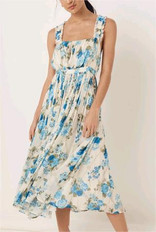 Vacation Summer Cross Backless Rayon Printing Slip Dress by Ragazza