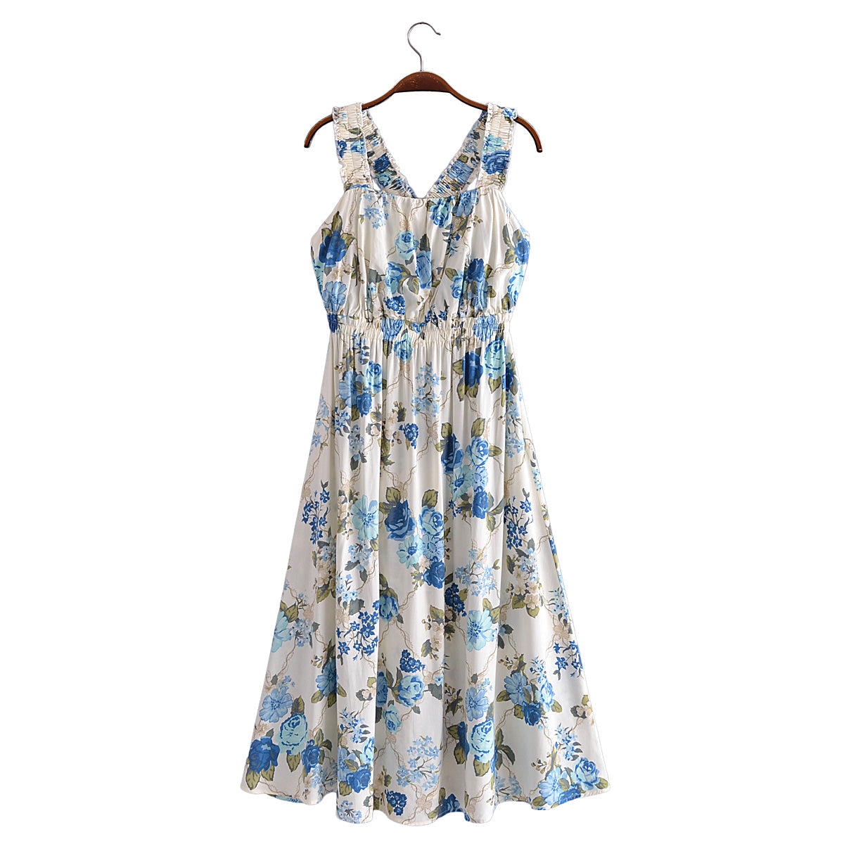 Vacation Summer Cross Backless Rayon Printing Slip Dress by Ragazza