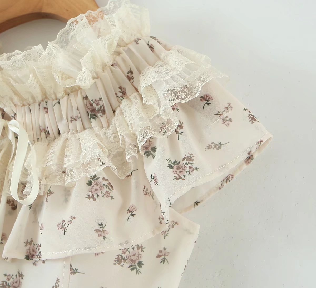 Summer Vietnam Brand Fresh Sweet Floral off Neck Wooden Ear Irregular Asymmetric Swing Holiday Dress by Ragazza