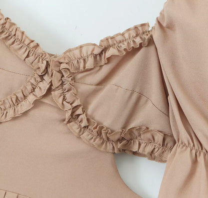 Solid Color Niche Dress Elegant Women Dress Spring Slim Slimming Lace Princess Dress by Ragazza