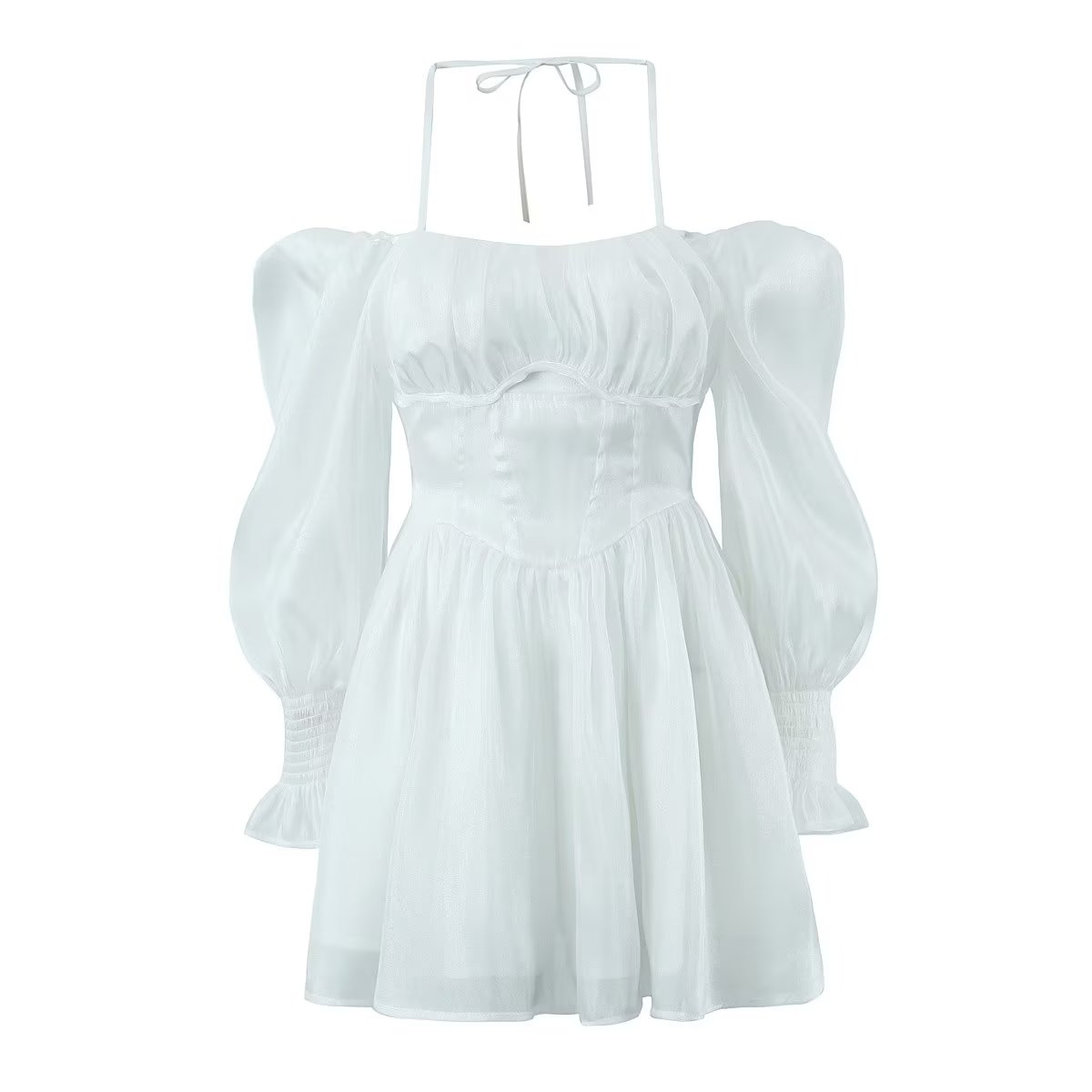 Women White Sexy Tulle Dress Summer Sexy Pleated Tube Top Cami Dress by Ragazza